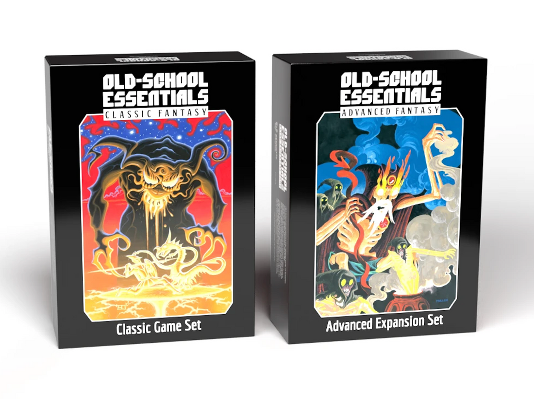 Box sets Kickstarter date, Old-School Essentials on Fantasy Grounds, the third printing of the Classic Fantasy Rules Tome, recent third-party products, and more!
