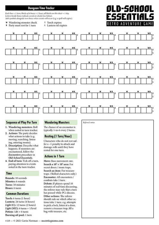 Old-School Essentials Dungeon Time Tracker