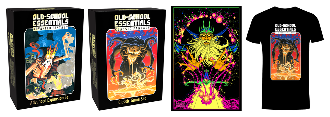 Old-School Essentials Box Sets Pre-Order Store, Old-School Essentials Bundle of Holding, Monster Tokens on Fantasy Grounds, recent third-party products and Kickstarters, and more!