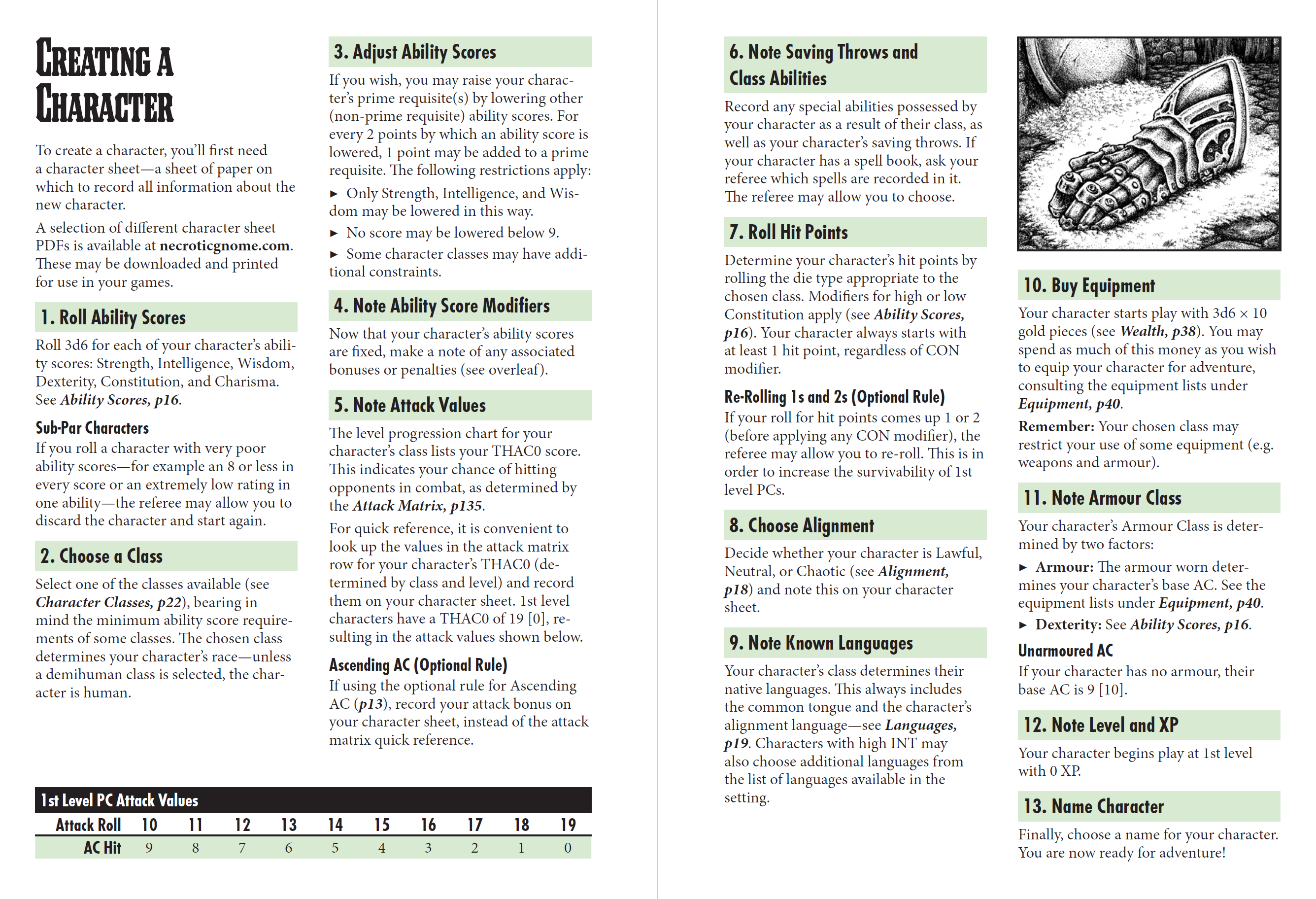 Old-School Essentials Character Creation Example – Necrotic Gnome