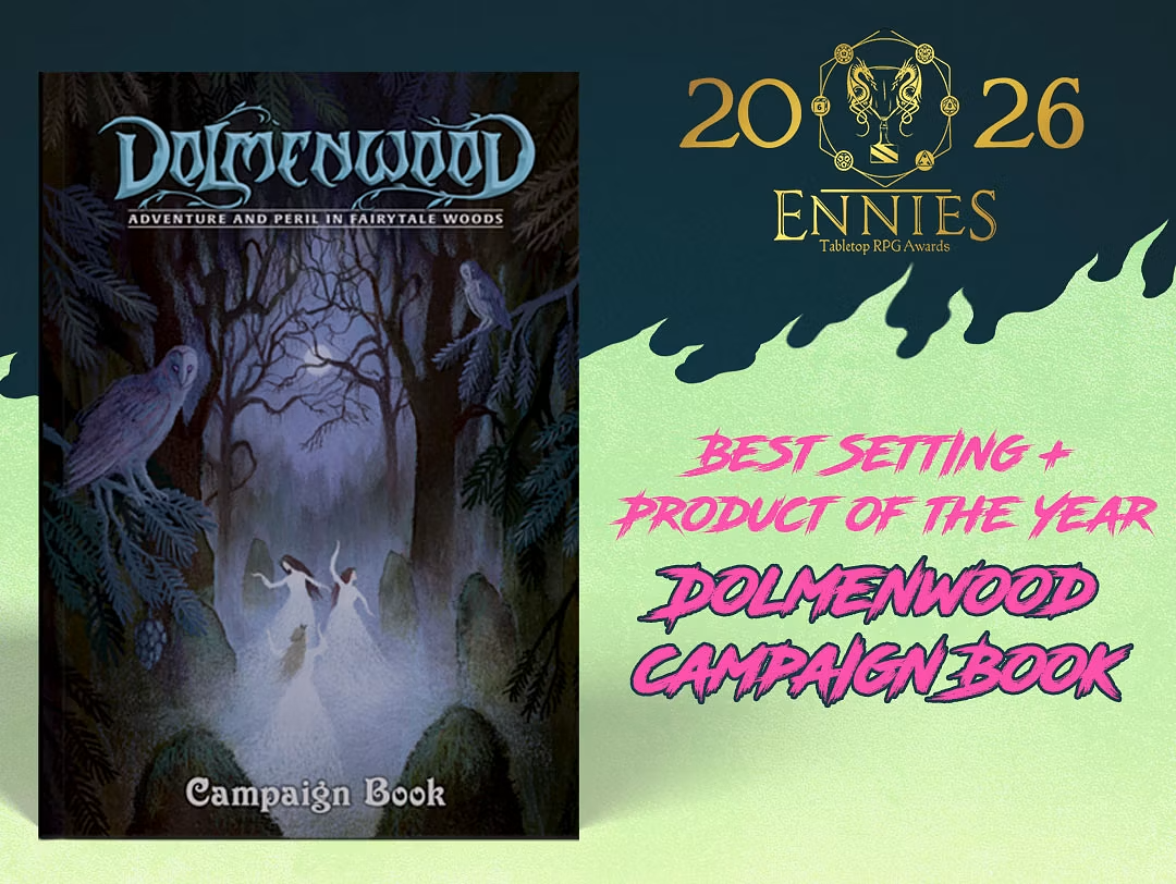 Honour the Nag-Lord and vote for Dolmenwood at the ENNIES!