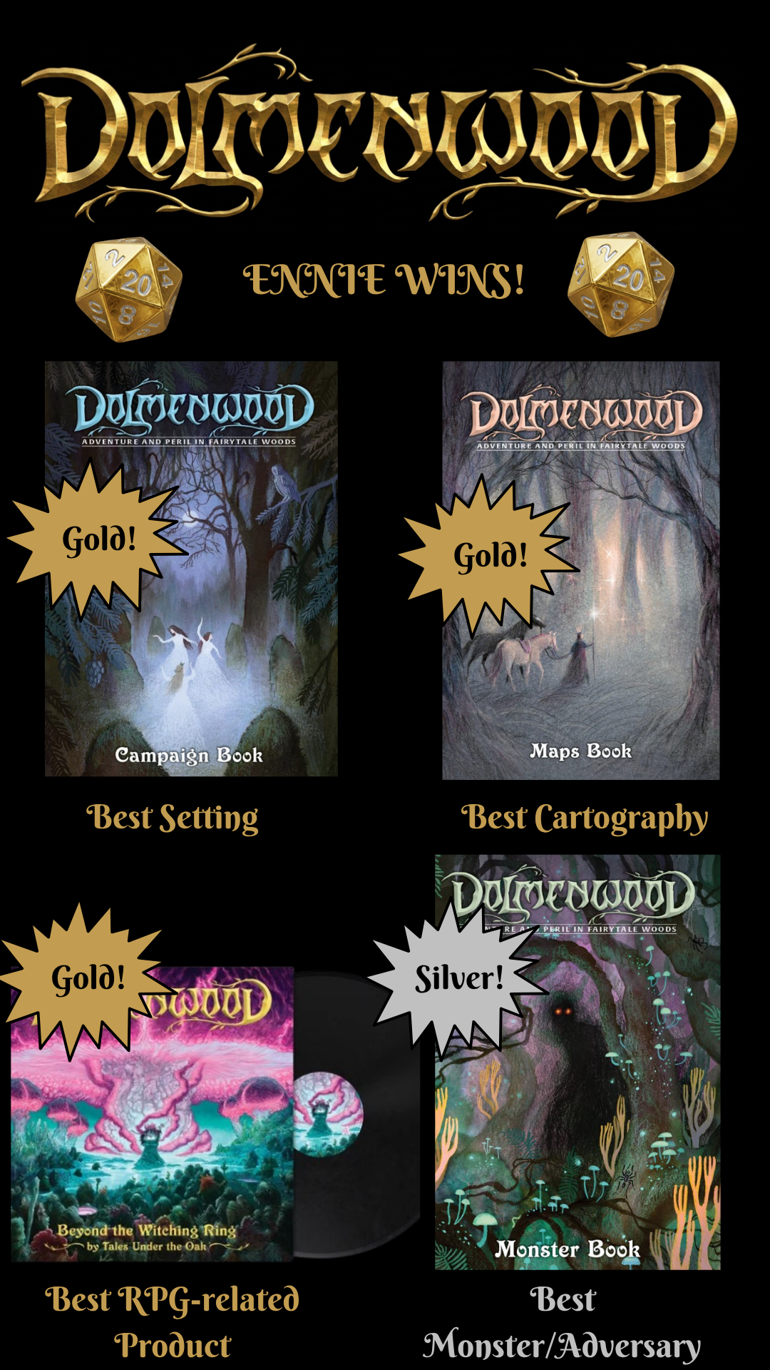 Dolmenwood Wins 4 ENNIE Awards!