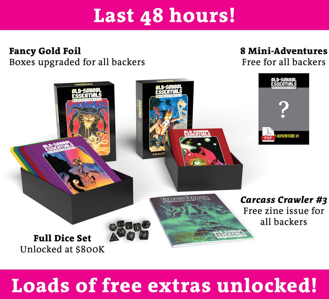 Last 48 hours of the Old-School Essentials Box Sets Kickstarter!