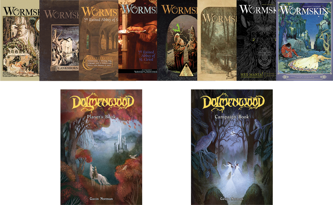 Wormskin vs the In-Development Dolmenwood Hardcover Books