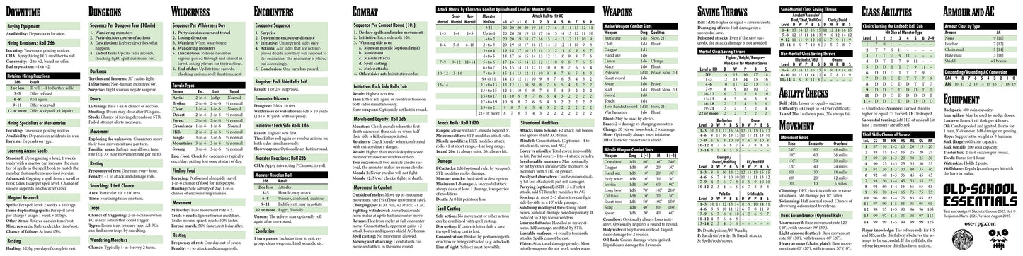 Old-School Essentials Deluxe Referee's Screen