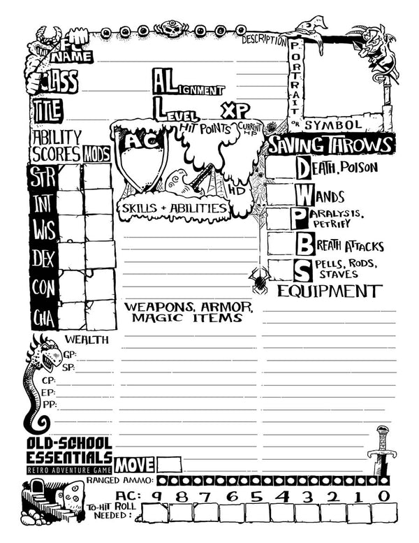 Old-School Essentials Underground Character Sheet – Necrotic Gnome